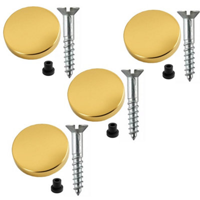 Sisi UK 25mm Mirror Screws Zinc Pack Of 4 With Rubber Washers And 20mm Polished Brass Flat Decorative Caps For Frames And Cabinets from B&Q