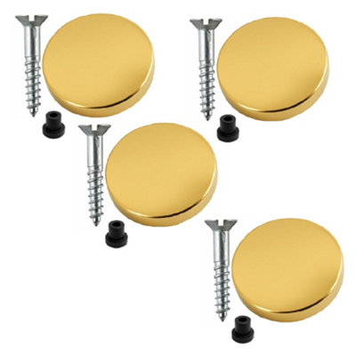 Sisi UK Mirror Screws Zinc 25mm Pack Of 4 With Rubber Washers And Oversized 25mm Polished Brass Flat Screw Caps For Mirrors And Panels from B&Q