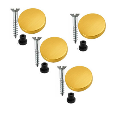 Sisi UK 25mm Zinc Mirror Screws Pack Of 4 With Rubber Washers And 20mm Brushed Brass Flat Decorative Caps For Wardrobes And Mirrors from B&Q