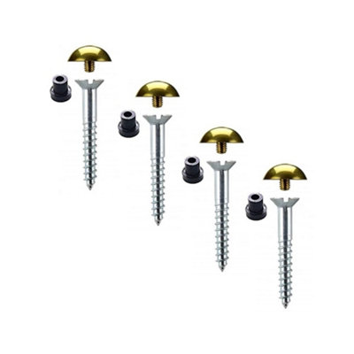 Sisi UK 32mm Mirror Screws Zinc Set Of 4 With Rubber Washers And 13mm Polished Brass Dome Screw Caps For Wardrobes And Frames from B&Q