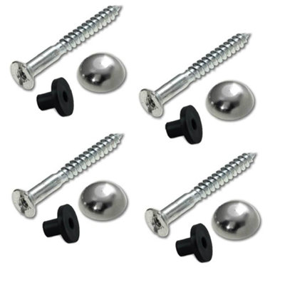 Sisi UK Zinc Mirror Screws 32mm Pack Of 4 With Rubber Washers And Polished Chrome Dome Decorative Caps For Bathroom Mirrors from B&Q