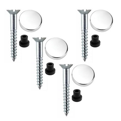 Sisi UK 32mm Mirror Screws Pack Of 4 Zinc With Rubber Washers And 13mm Polished Chrome Flat Screw Caps For Furniture And Cabinets from B&Q