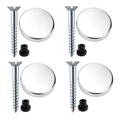 Sisi UK Mirror Screws 32mm Zinc Pack Of 4 With Rubber Washers And Wide 20mm Polished Chrome Flat Decorative Screw Caps from B&Q
