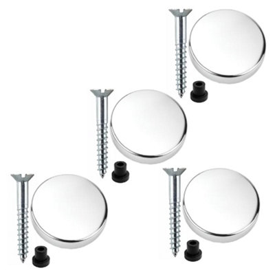 Sisi UK 32mm Zinc Mirror Screws Set Of 4 With Rubber Washers And 25mm Polished Chrome Flat Decorative Caps For Mirrors And Wardrobes from B&Q