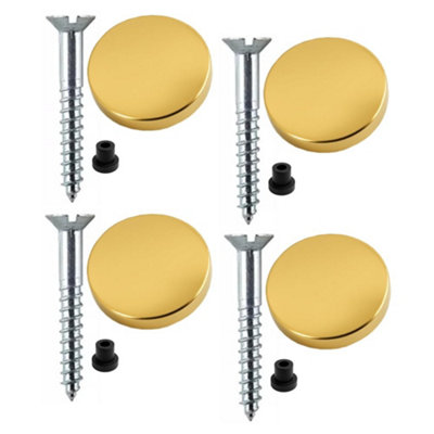 Sisi UK 32mm Mirror Screws Zinc Pack Of 4 With Rubber Washers And 20mm Polished Brass Flat Decorative Screw Caps from B&Q