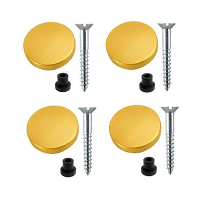 Sisi UK 32mm Mirror Screws Zinc Pack Of 4 With Rubber Washers And 20mm Brushed Brass Flat Decorative Screw Caps from B&Q