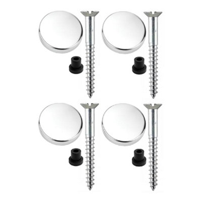 Sisi UK 38mm Mirror Screws Zinc Pack Of 4 With Rubber Washers And 13mm Polished Chrome Flat Decorative Caps from B&Q