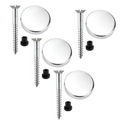 Sisi UK 38mm Zinc Mirror Screws Set Of 4 With Rubber Washers And 20mm Polished Chrome Flat Decorative Screw Caps from B&Q