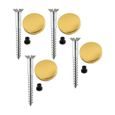 Sisi UK 38mm Zinc Mirror Screws Pack Of 4 With Rubber Washers And 13mm Polished Brass Flat Decorative Caps from B&Q