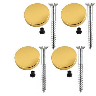 Sisi UK 38mm Mirror Screws Set Of 4 Zinc With Rubber Washers And 20mm Polished Brass Flat Screw Caps from B&Q