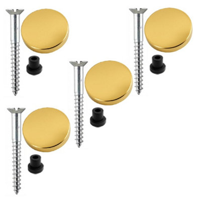 Sisi UK 38mm Zinc Mirror Screws Pack Of 4 With Rubber Washers And 25mm Polished Brass Flat Decorative Caps from B&Q