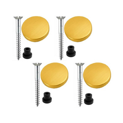 Sisi UK 38mm Mirror Screws Zinc Pack Of 4 With Rubber Washers And 20mm Brushed Brass Flat Decorative Screw Caps from B&Q