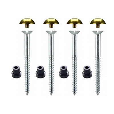 Sisi UK 50mm Heavy Duty Mirror Screws Zinc Pack Of 4 With Rubber Washers And 13mm Polished Brass Dome Decorative Screw Caps from B&Q