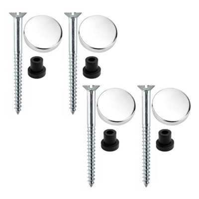 Sisi UK 50mm Heavy Duty Zinc Mirror Screws Pack Of 4 With Rubber Washers And 13mm Polished Chrome Flat Decorative Caps from B&Q
