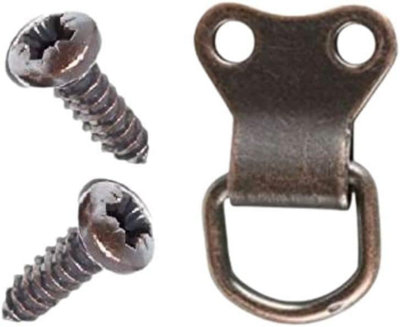 Sisi UK Bronze D Ring Picture Hangers With Screws Heavy Duty 2 Hole Frame & Mirror Hooks Wall Brackets For Picture Hanging (Pack Of 10) from B&Q