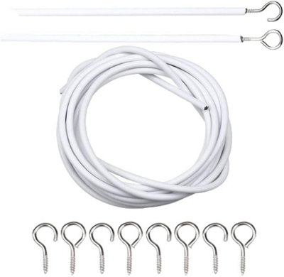 Sisi UK White Curtain Wire Kit 10M With Hooks And Eyes Expanding Plastic Coated Wire For Nets And Curtains from B&Q