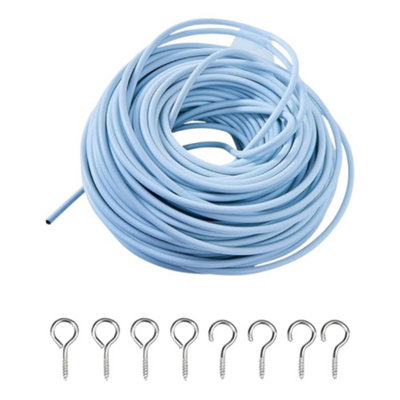 Sisi UK White Curtain Wire Kit 30M With Hooks And Eyes Expanding Plastic Coated Wire For Nets And Curtains from B&Q