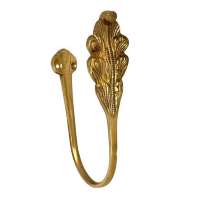 Sisi UK Vintage Brass Curtain Tie Back Feather Leaf Design Decorative Drapery Holdback Hook Single Piece from B&Q