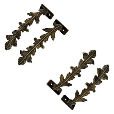 Sisi UK Antique Brass Leaf Curtain Tiebacks Vintage Leaf Curtain Holdbacks Decorative Brass Wall Hooks For Drapes & Window Treatments X 4 from B&Q