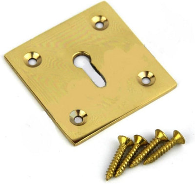 Sisi UK Escutcheon Keyhole Cover 50mm X 50mm Polished Brass Door Keyhole Plate Covered Escutcheon For Lock Protection from B&Q