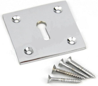 Sisi UK Escutcheon Keyhole Cover 50mm X 50mm Polished Chrome Door Keyhole Plate Covered Escutcheon For Lock Protection from B&Q