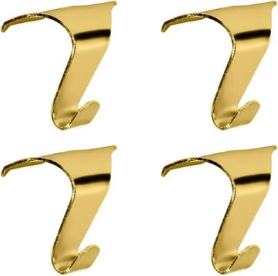 Sisi UK Brass Plated Picture Rail Hooks 44mm Heavy Duty Moulding Hooks Pack Of 4 For Hanging Frames Artwork And Mirrors from B&Q