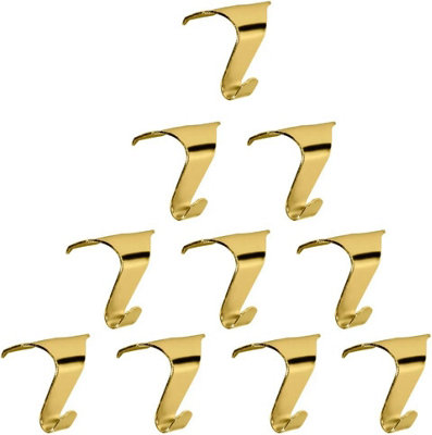 Sisi UK Brass Plated Picture Rail Hooks 44mm Heavy Duty Moulding Hooks Pack Of 10 For Frames Artwork Wall Art And Décor from B&Q