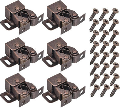 B&Q -  Double Roller Cabinet Catch Bronze Cupboard Door Latch With Screws Pack Of 6