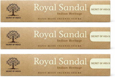 SECRET OF VEDAS Sandalwood Incense Sticks 20G X 3 Packs Hand Rolled Agarbatti Woody Fragrance For Meditation Yoga Prayer Home Fragrance from B&Q