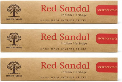 SECRET OF VEDAS Red Sandal Incense Sticks 20G X 3 Packs Chandan Agarbatti Hand Rolled Woody Fragrance For Meditation Yoga Prayer Home Fragrance from B&Q