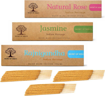 SECRET OF VEDAS Incense Sticks Set 20G X 3 Jasmine Tuberose Rajnigandha Rose Masala Agarbatti For Meditation Yoga Home Fragrance from B&Q