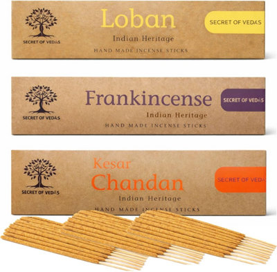 SECRET OF VEDAS Incense Sticks Set 20G X 3 Frankincense Loban Kesar Chandan Saffron Sandalwood Masala Agarbatti For Meditation Yoga Home from B&Q
