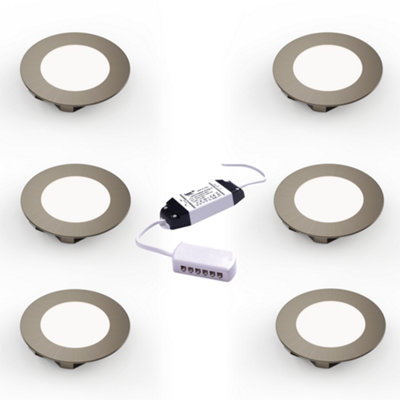 Unknown FittingscoNebbia Recessed Diffused Led Undercabinet LightBrushed Nickel 65mm 1.8W 12V6 Light Kit & DriverNatural White from B&Q