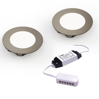 Unknown FittingscoNebbia Recessed Diffused Led Undercabinet LightBrushed Nickel 65mm 1.8W 12V2 Light Kit & DriverWarm White from B&Q