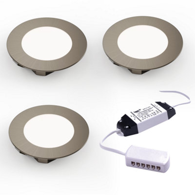 Unknown FittingscoNebbia Recessed Diffused Led Undercabinet LightBrushed Nickel 65mm 1.8W 12V3 Light Kit & DriverWarm White from B&Q
