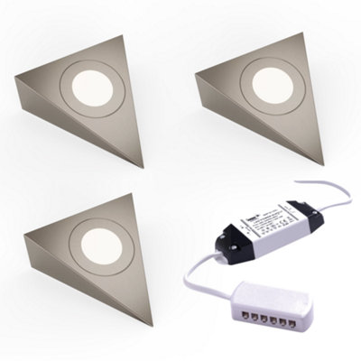 Unknown FittingscoNebbia Triangle Diffused Led Undercabinet LightBrushed Nickel1.8WIp443 Light Kit & DriverWarm White