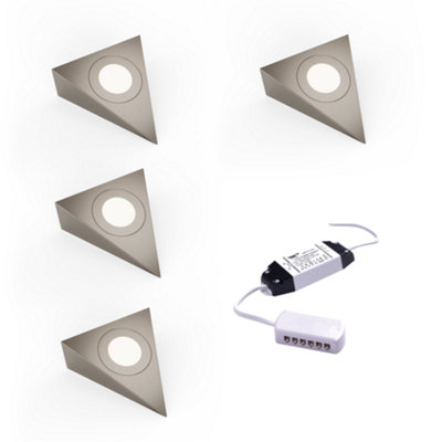 Unknown FittingscoNebbia Triangle Diffused Led Undercabinet LightBrushed Nickel1.8WIp444 Light Kit & DriverWarm White