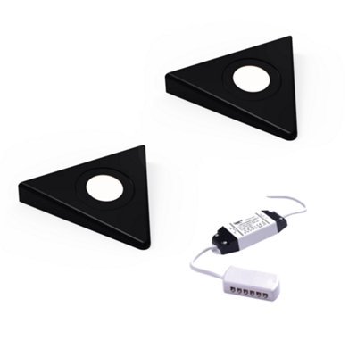 Unknown FittingscoNero Triangle Led Undercabinet LightNatural White 4000 4500KMatt Black2 Lights + Driver