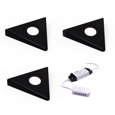 Unknown FittingscoNero Triangle Led Undercabinet LightNatural White 4000 4500KMatt Black3 Lights + Driver from B&Q