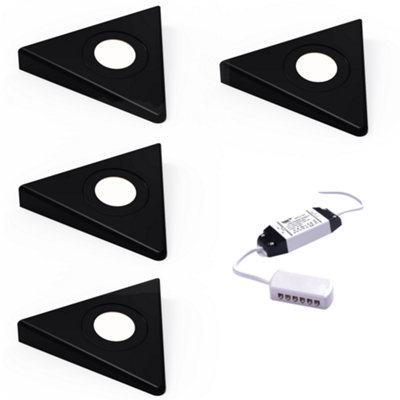 Unknown FittingscoNero Triangle Led Undercabinet LightNatural White 4000 4500KMatt Black4 Lights + Driver from B&Q