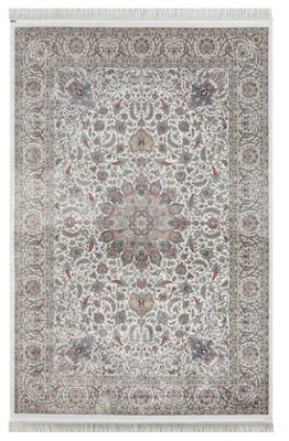 B&Q -  Minyatur Premium Quality V377A White Abstract Modern Turkish Area Rug120 X 180 Cm