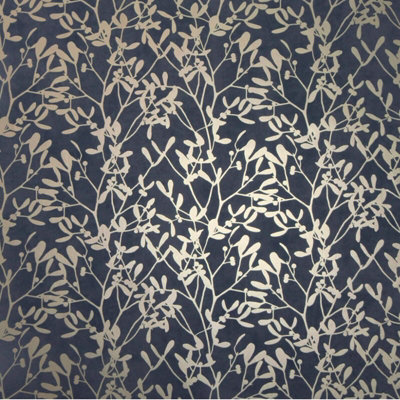 Arthouse Navy Gold Leaf Wallpaper Metallic Shimmer Textured Floral Bedroom Hallway Office from B&Q