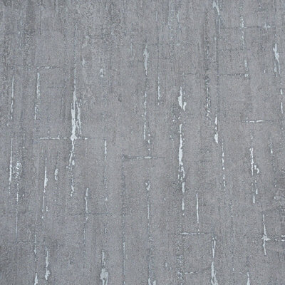 Grandeco Plain Charcoal Metallic Wallpaper Textured Shimmer, Washable, Peelable, Paste The Paper (Full Roll) 0.53M