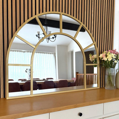 Jōbū Jobu HomeMioGold Metal Arched Window Mirror95Cm X 120Cm from B&Q