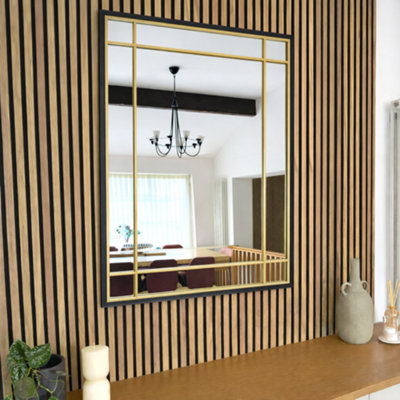 Jōbū Jobu HomeAimiBlack & Gold Metal Rectangle Window Mirror120Cm X 95Cm from B&Q
