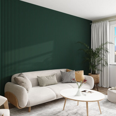B&Q - Jōbū Jobu Acoustic Wall Panels In Rainforst Green With Black Backing 240Cm X 60Cm