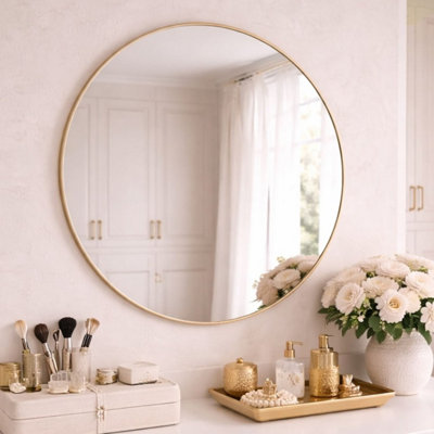 Jōbū Jobu Home - Rei, Round Metal Circle Mirror - 70Cm X 70Cm Gold