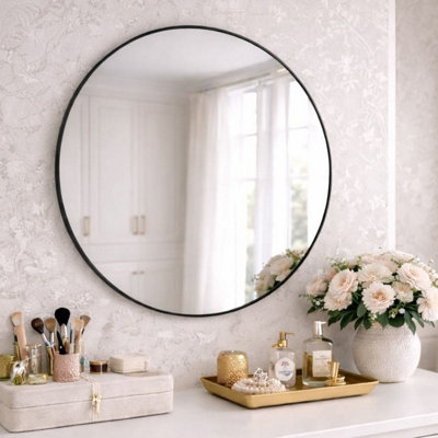 Jōbū Black Jobu Home - Rei, Round Metal Circle Mirror - X 70Cm