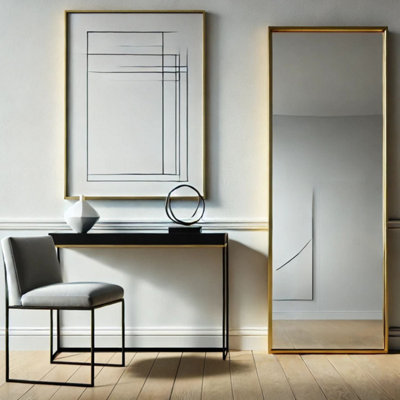 Jōbū Jobu HomeTakaraFull Length Gold Metal Rectangle Mirror160Cm X 60Cm from B&Q
