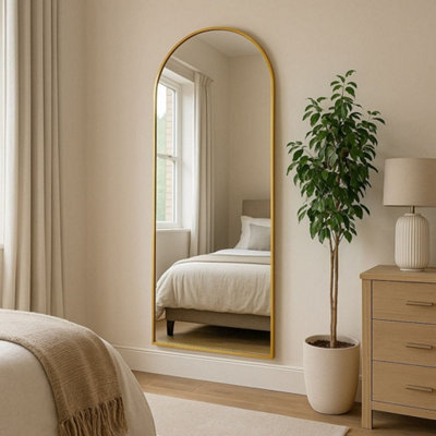Jōbū Jobu HomeAkikoFull Length Leaner Gold Metal Arched Mirror160Cm X 60Cm from B&Q